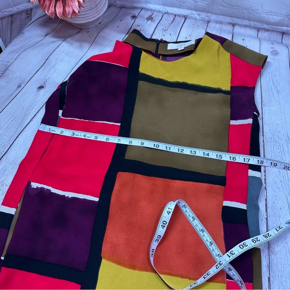 Loft Ann Taylor Color Block Midi Shift Dress Sz 2… - image 7